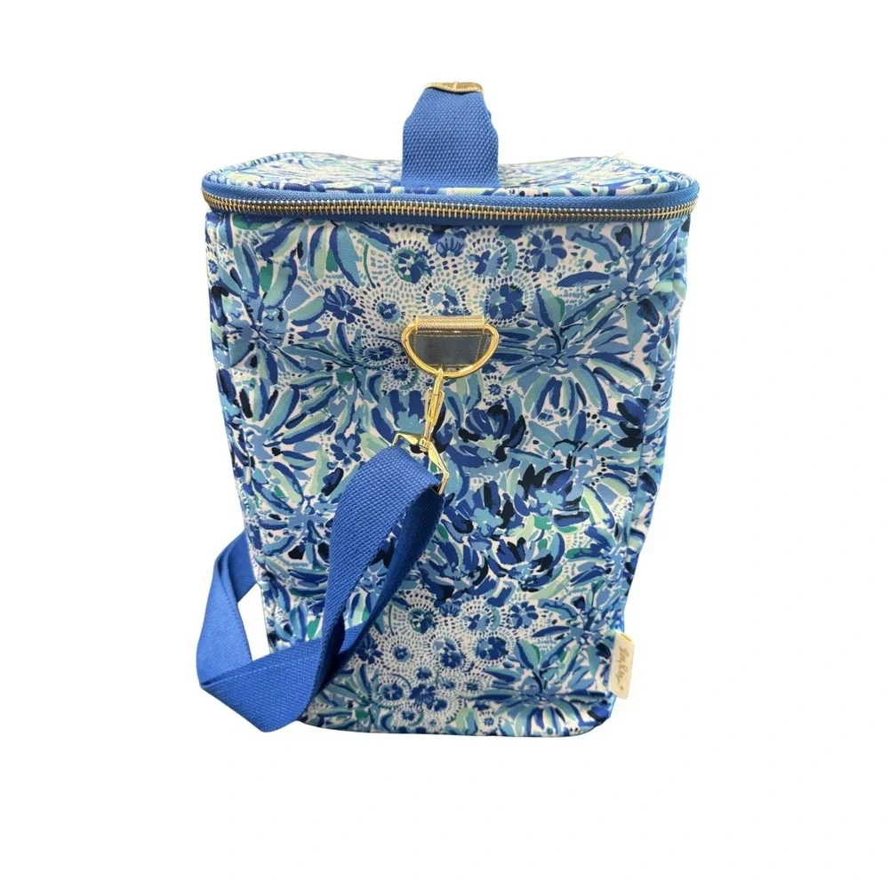 Lilly Pulitzer High Maintenance Wine Carrier Insulated Cooler Bag Blue‎ Floral